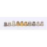 Silver thimbles - ten silver and silver-gilt thimbles, various makers, dates and designs, total