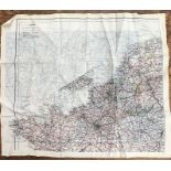 WW2 silk Escape map of France, (double sided).