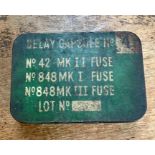 British Delay Capsule No.4 tin for the No.42 Mk II Fuse (15 second fuze), No.848 Mk I and No.848