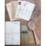 Collection of Far Eastern WW1 & WW2 items. including a hand made British P.O.W hair brush  and a