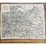 WW2 British silk escape map of Germany, one  sided. approx 45cm x 36cm.