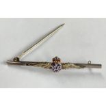 RAF sweetheart broach, kings crown and wings  with enamel marked 9ct, the bar is marked ‘silver’.