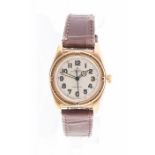 Rolex- a junior 9ct gold Oyster Perpetual Chronometer mid century wristwatch, round silvered dial,