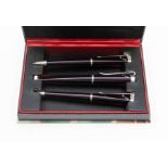 A Montblanc sterling silver and resin Writer’s Edition Franz Kafka three-piece set, comprising