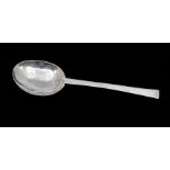 A 17th Century Commonwealth silver Puritan spoon, plain bowl and tapering stem, incised to reserve