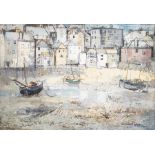 Hammond Steel, George (British) (1900-1960), 'Low Tide St Ives', oils on board scratched through,