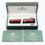 A Montegrappa Red Symphony Fountain pen, celluloid with silver trims, medium nib, boxed with dust