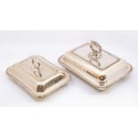 Two Georgian style rectangular entree dishes and covers, the small A1 plate stamped to bases and