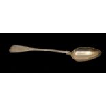 An early Victorian silver fiddle and thread pattern serving spoon, hallmarked by William Bateman &