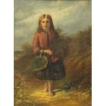 Robert Scott Lauder RSA (1803-1869), Girl Collecting Bracken, oil on board, board signed to