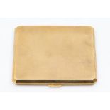 A 9ct yellow gold cigarette case, comprising rectangular form with engine-turned decoration and with