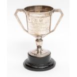 A George V silver two handled presentation trophy, the body engraved with inscription: ROYAL