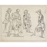 Paul Sandby RA (British, 1731-1809), The Introduction, pen sketch, approx 7cm x 9.5cm, labels to