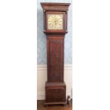 Longcase clock John Hough of Knutsford 11” brass square dial 30-hour movement in oak case Hough
