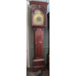 Longcase clock by J Shepard Sheffield. Brass dial with the four seasons in the spandrels.