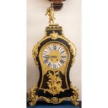 Large late French Boulle wall clock on original bracket with French movement chiming on a gong.