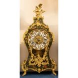 A good French Boulle wall clock on original bracket, with Bass gliding. Ebonised case and bracket