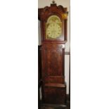 Glover of St Helens, Good late Georgian longcase clock with moon phase 14” dial 8-day movement