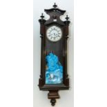 Vienna Wall clock 2 train movement in simulated rosewood case with key