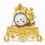 Good French gilded mantel clock by Marc Paris, movement serial number 35204. Two train movement Key,