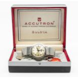 A Bulova Accutron gentleman's wristwatch with stainless steel strap, c1960's, in original box (1)