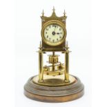 Torsion pendulum or 400-day clock under glass dome. Movement stamped Gustav Becker. Serial number