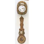 French Wall clock with enamel dial with name H Pallot a’ Montceau-les-mines Painted brass surround