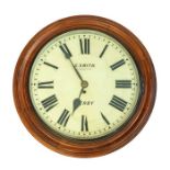 Good fusee wall clock by G Smith, Litchurch, of Derby. 16” dial in mahogany case. Movement stamped