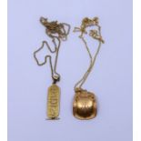 An Egyptian gold Scarab pendant and similar, weight approx. 19g