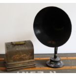 An Edison Baby Gem phonograph with associated Siemans horn