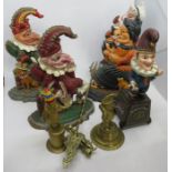 Punch & Judy collection, to include four cast iron door stops, a novelty brass lighter, two Melba