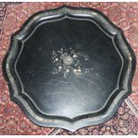 A Victorian papier mache shaped circular tray with painted floral decoration, 69cm diam  (1)