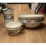 Edwardian wash bowl and jug set with pot and separate bowl.