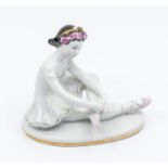USSR Russian porcelain china Lomonosov Ballerina Girl with Roses in her hair, on a gilt lined oval