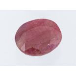 An oval mixed cut natural ruby, weighing approx 17.18 carat, size approx 13.7 v 16.7mm, along with