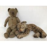 Mid 20th Century teddy bear along with mid 20th Century tiger cub