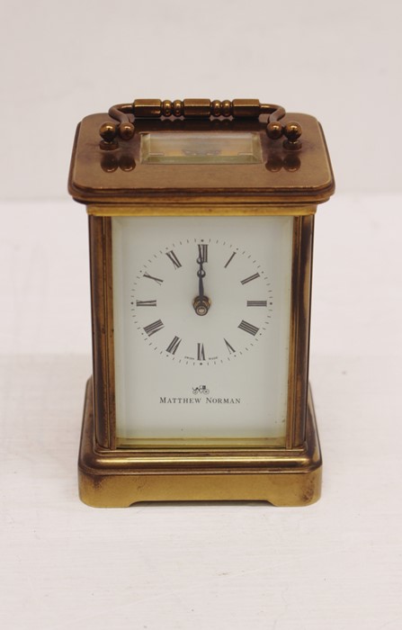 A 1980s Matthew Norman carriage clock, boxed with key