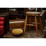 Early 20th Century Singer table top sewing machine stool and Victorian foot stool (3)