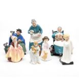 Royal Doulton figures: Nanny the favourite, Tuppence a bag, Dinky Do Darling Sleepyhead and Daddy'