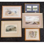 Collection of Marine watercolour pictures of the South of England 1960s signed.