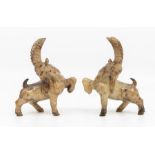 A pair of Chinese carved green nephrite figures of Goats (2