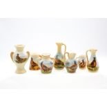 A collection of Locke & Co Worcester small jugs and vases, all painted with Pheasants, stamped circa