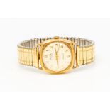 A gents Avia 9ct gold Incabloc wristwatch, champagne dial with applied gold tone numbers, dial