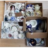 A Chinese carved wood card case; Chinese blue and white teapot; ginger jar; Masons Chinoiserie plate