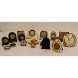 An assembled group of small and miniature travel and decorative clocks, late 20th Century, mostly