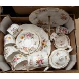 A Royal Crown Derby 'Derby Posies' collection, including two large dishes, two tea cups and saucers,