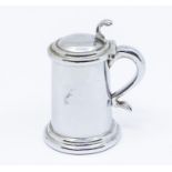 A Dunhill novelty plated table lighter modelled as tankard, shell thumbpiece, C-scroll handle, 9cm