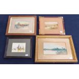 A collection of watercolours to include: *19th Century, watercolour laid on panel, Church view,
