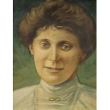 A watercolour portrait of an Edwardian lady, unsigned, framed, 25cm by 18cm