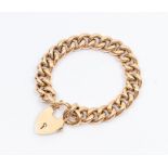 A 9ct rose gold hollow curb link bracelet, width approx 10mm, length approx 18cm, padlock clasp,
